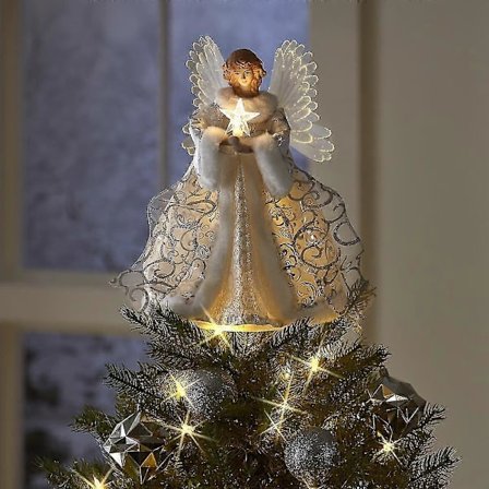 Juletrær Topper USB LED Lys Engel Fe Xmas Tre Topp Ornament Hjem Innendørs Nyttårsfest Festlig Dekorasjon