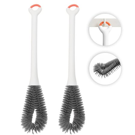 Hjemmeflaskebørste-renser med langt håndtak i nylon (2-pakning hvit)