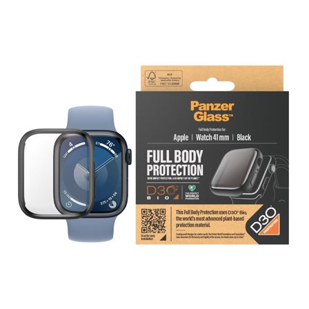 Panzer Full Body Black w. D3O Apple Watch Series 9 | 41mm PanzerGlass - High quality tempered glass screen protector