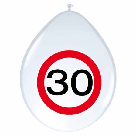 30-års Trafikskilte Balloner 8-pak