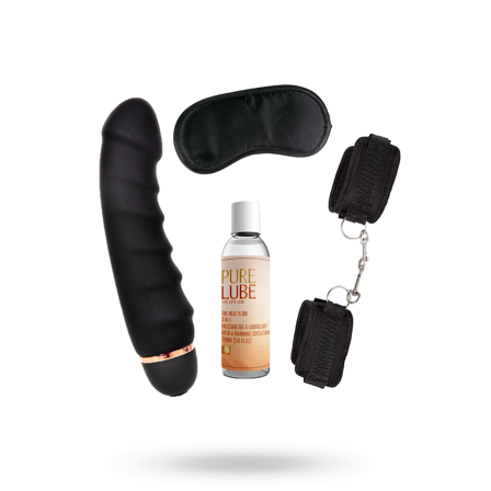 Black Amazing Ribbed Vibrator Kit - Sustainable Pleasure