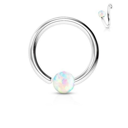 10 mm. Piercingring i IP 316L kirurgiskt stål med 2 mm opal kula