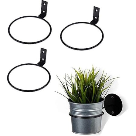 Sæt af 3 Metalvægbeslag til Blomsterpotter, Balkoner, Udendørs, Blomster, Planter (stor)