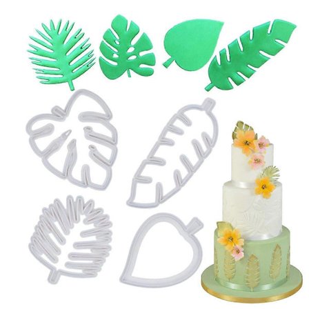 BD-Tropiskt Löv Kakform - Hawaiian Palmblad Fondantformar Set för Gummipasta, Sockerkonstgodis, Luau Tårtdekoration