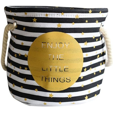 Stoff Blomsterpotte Trykt Mønster Rund Hamp Rep Ører Nordisk Dekorativ Blomsterpotte Bag Hjem Innredning, Hvit