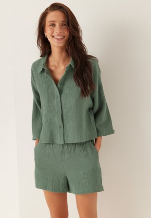 VERO MODA - Vmnatali Crop Shirt - Laurel Wreath