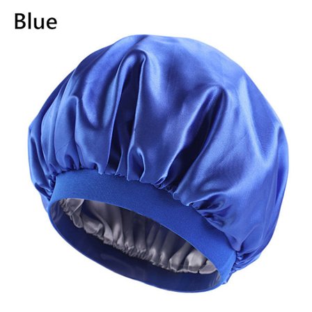 Stor Satin Bonnet Satin Sleeping Cap BLÅ