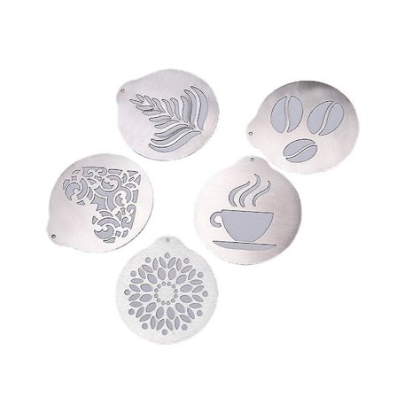 5 stk. rustfrit kaffestencil skum latte art stencil til