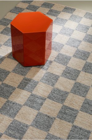 Jotex - Vanlig Vevd Teppe Polyester/Polyester Beige/gråblå BENTO - Kjøp Glattvevde tepper hos Jotex