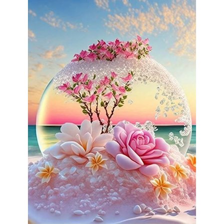 30x40cm Drømmende Blomsterlandskab Fuld Diamant DIY Diamant Maleri - DW721