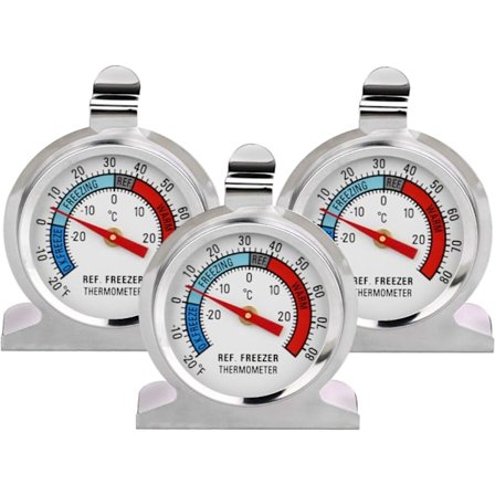 3 stk. Store Dial Termometer i Rustfrit Stål til Køleskab