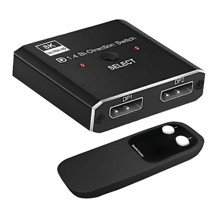 8K DisplayPort-switch 2 in 1 ut/ 1 in 2 ut Display Port DP-switch Stödjer 8K30Hz 4K120Hz för PC