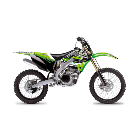 Kit Adesivi/Grafiche Completo Blackbird Dream 4 con Coprisella Verde-Nero-Bianco - Kawasaki KX 250F 2009-2012