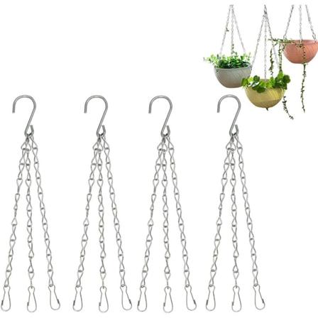 4 stykker hvit sink 1,4MM enkelt åtte tre grupper total lengde 40cmS krok blomsterkurv hengende kjede hengende jernkjede,
