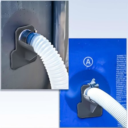 Set med 2 Poolslangsstöd, pooladapter, grå pooltillbehör, för poolslangar inom 38 mm