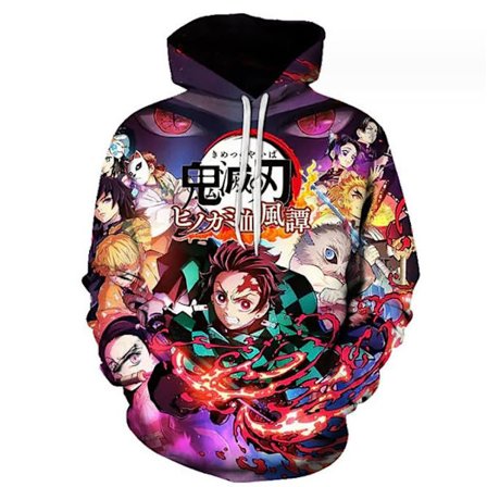 Hot Boys Barn 3D Anime Demon Slayer Hoodie Tröja Sweatshirt Toppar B B