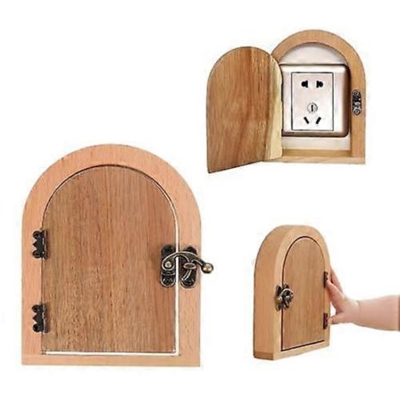 Deksel for stikkontakt i tre, lysbryterdeksel med eventyrdør, veggkontaktplate for barnesikkerhet og hjemmedekorasjon