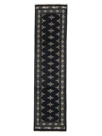 Pakistan Bokhara 3Ply Tæppe 78X306Løber Sort/Mørkegrå Uld, Pakistan