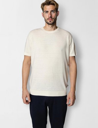 Clean Cut Copenhagen Owen Knitted T-Shirt - Beige - L