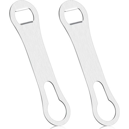2 stk V-formet flaskeåpner og helletuppfjerner i flatt metall B
