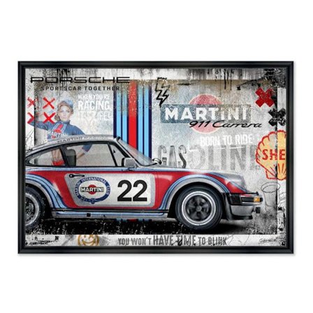 Træramme med tryk i PVC med lak "911 RSR Gasoline" - Sort - 80 x 120 cm - Rubix-kollektionen