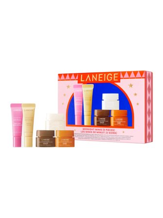 Laneige Midnight Minis Set cont.: Lip Glowy Balm Sweet Candy 5 g + Lip Glowy Balm Vanilla 5 g + Lip Sleeping Mask Chocolate 3 g + Lip Sleeping Mask 