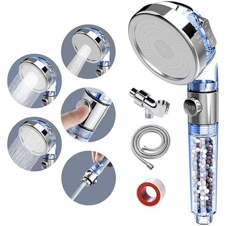 Negative Ion Shower, Pressurized, Water-saving, Hand-held Shower Head Shower Set