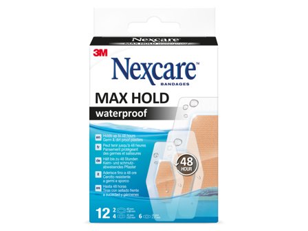 Nexcare Max Hold Waterproof Plaster, 12 stk.