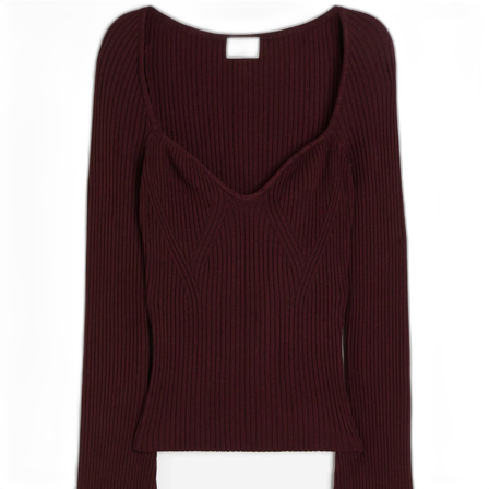 Vinröd ribbad topp