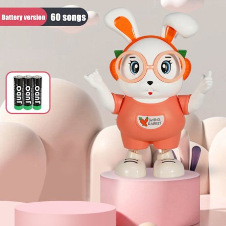 Elektrisk dansende kaninrobotlegetøj med lys, musik, lysende, blinkende, syngende kaninlegetøj til børn, tidlig læring