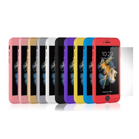 iPhone 7 Cover 360° 3in1 FullCover Cover + 0.26mm 9H Glas - Pink