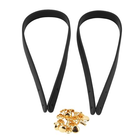 Håndlavet ægte læder tote taske 2-delt sæt med 8 sæt lyse guld nitter sort