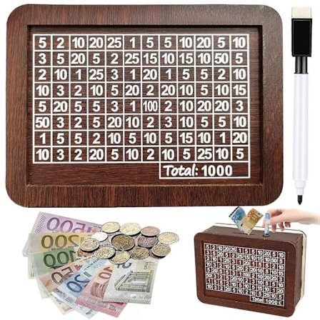 Sparebøsse Sparebøsse sparegris lavet af træ med viskelæderblyant til opsparing af mønter