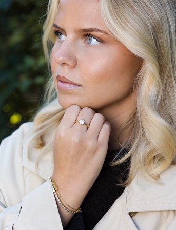 By Jolima Classic Solitaire Stone Ring - Gold - 8 cm