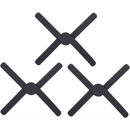 Foldbar Silikone Dækkeserviet Silikone Dækkeserviet Varmebestandig Grydelap Skridsikker Holdbar til Køkken Gryder Retter Tallerkener (sort, 3 stk.)-