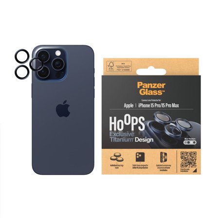 Panzer Hoops Blue Titanium Camera Lens Protector iPhone 15 Pro | Max PanzerGlass - High quality tempered glass screen protector