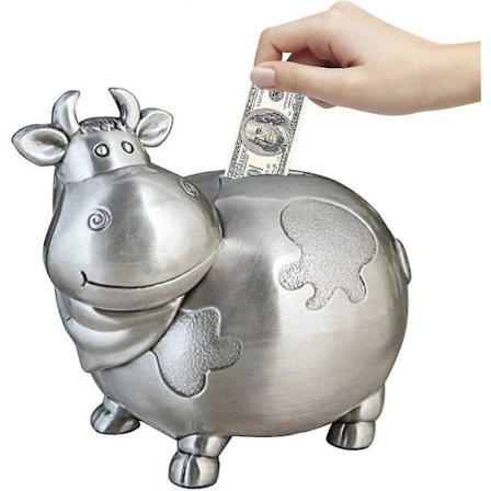 Sparegris for barn - Uknuselig sparegris i legering formet som en melkeku | Første sparegris, beste bursdagsgave til barn, voksne, søt 