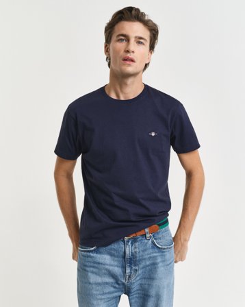 GANT Herren Slim Fit T-Shirt (L) Marineblau