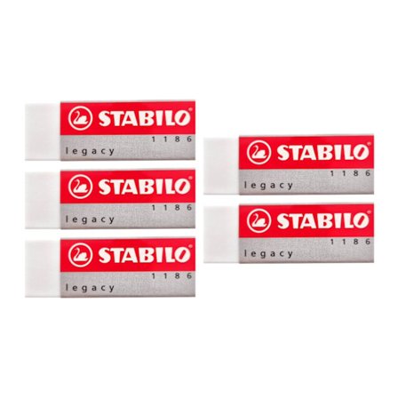 Legacy Large White Eraser Plastic Rubber Erasers [5-pack]