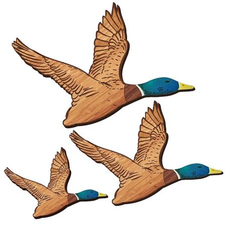 3 Størrelse Gråænd Duck Wall Art Træænder Vægdekor Rustik Flying Birds Vægdekor Udskåret træ Wal