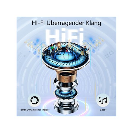 Trådlösa Hörlurar Bluetooth 5.3 Bluetooth Hörlurar med HD Mikrofon Bluetooth In-Ear Hörlurar med Hifi Stereo Ljud YEMAESRE