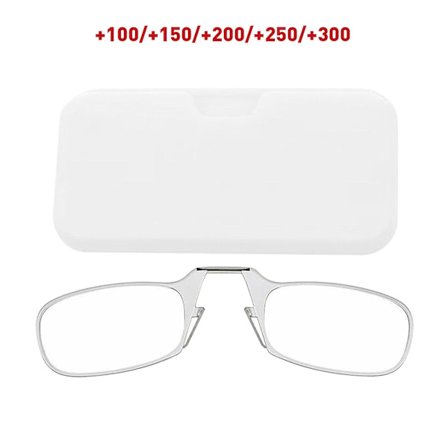 Ultra tunna optiska läsglasögon och fodral Mini näsklämma 1.0,1.5,2.0,2.5,3.0 Unisex (FMY)
