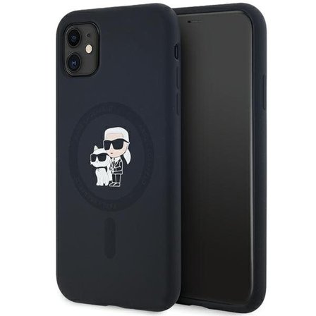 Karl Lagerfeld Silikoni Karl&Choupette MagSafe tapauksessa iPhone 11 / Xr - musta