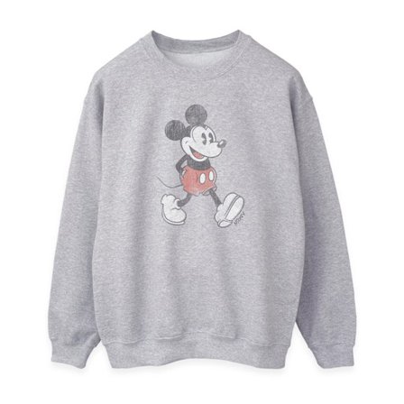Disney Dam/Kvinnor Walking Mickey Mouse Heather Sweatshirt L