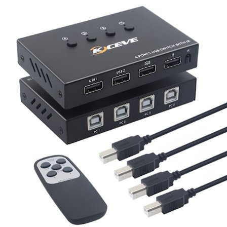 4 portars KVM VGA-switchhubb USB 2.0 PC-delning Datorväxel för skrivare PC