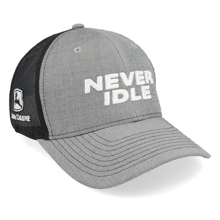 John Deere - Never Idle Black/Grey Trucker Trucker Grey Cap - @ Hatstore