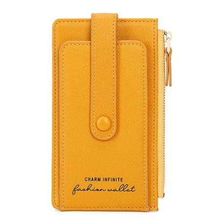 Gul Tynd Let Pu-Læder Rfid-Blokering 2-Fold Tegnebog W