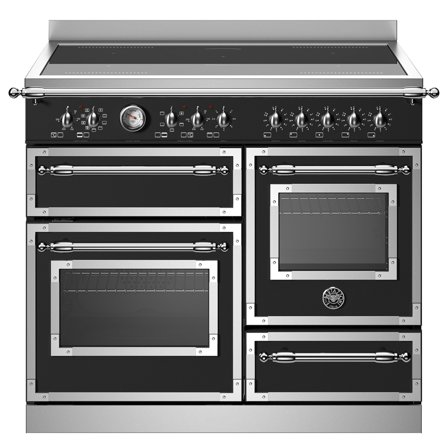 Bertazzoni HER105I3ENET Heritage induksjonskomfyr med trippelovn 100 cm, Matt Svart' - 'Matt sort, pantone process black c
