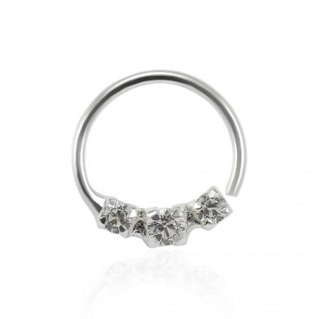 1 St. 6 Mm Näspiercing Ring I Silver Med 3 Vita Cz