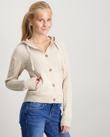 RYVLS Cable Knit Hoodie Kermanvärinen Hupparit/Hoodie Tytöt - Kids Brand Store